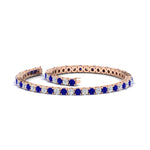 Load image into Gallery viewer, 6-Carat-Round-Diamond-Tennis-Bracelet-With-Blue-Sapphire-In-Rose-Gold-FDBRC8635ROGSABLANGLE4-6.00_20CT-NL-RG

