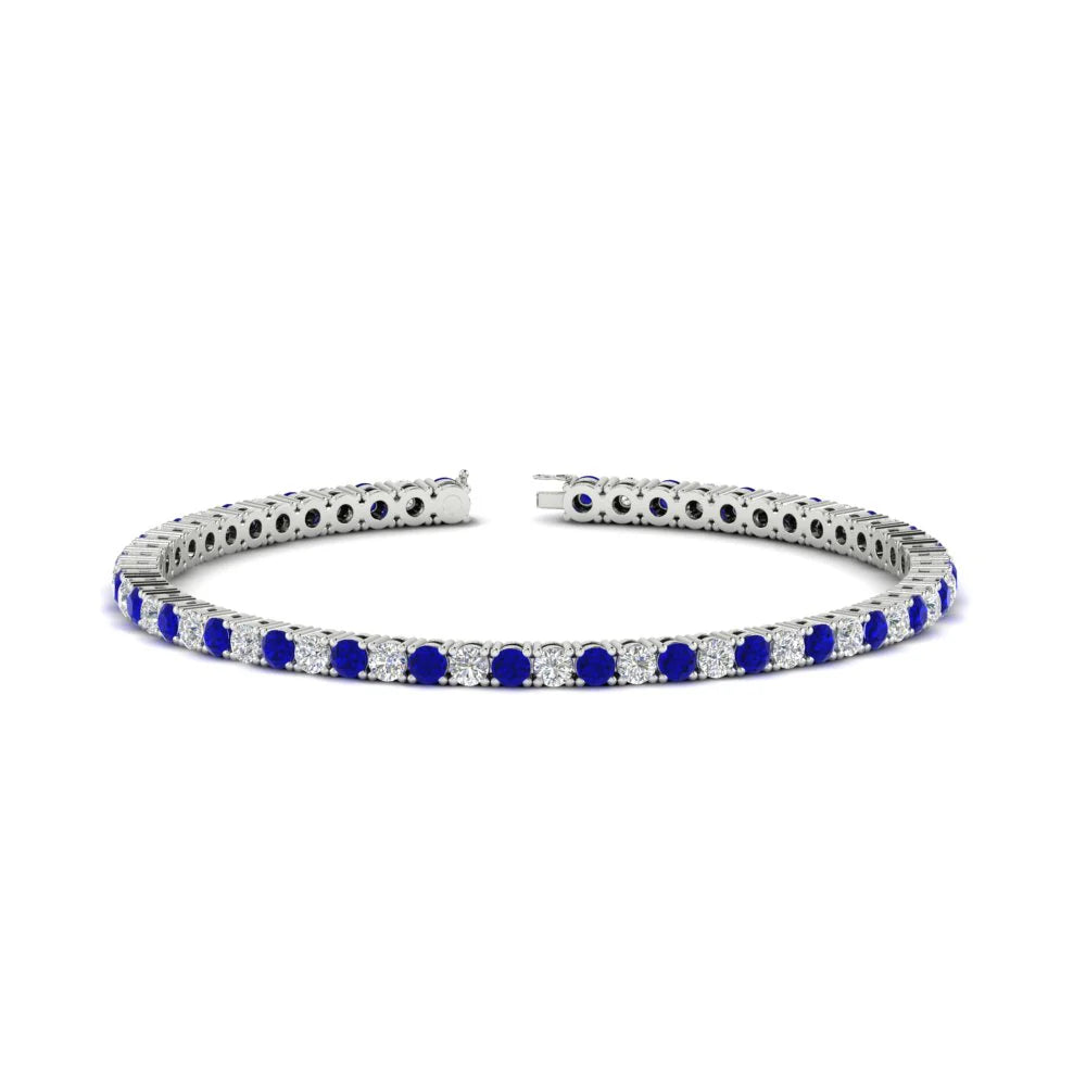 White & Sapphire Cluster Tennis Bracelet