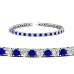 Load image into Gallery viewer, 6-Carat-Round-Diamond-Tennis-Bracelet-With-Blue-Sapphire-In-White-Gold-FDBRC8635ROGSABLANGLE2-6.00_20CT-NL-WG
