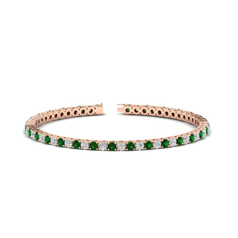 6-Carat-Round-Diamond-Tennis-Bracelet-With-Green-Emerald-In-Rose-Gold-FDBRC8635ROGEMGR-6.00_20CT-NL-RG