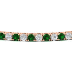 Load image into Gallery viewer, 6-Carat-Round-Diamond-Tennis-Bracelet-With-Green-Emerald-In-Rose-Gold-FDBRC8635ROGEMGRANGLE5-6.00_20CT-NL-RG
