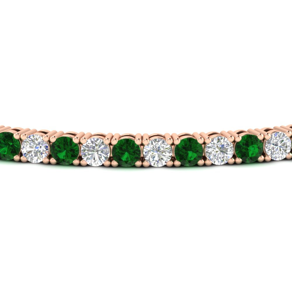 6-Carat-Round-Diamond-Tennis-Bracelet-With-Green-Emerald-In-Rose-Gold-FDBRC8635ROGEMGRANGLE5-6.00_20CT-NL-RG