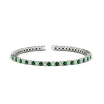 Load image into Gallery viewer, 6-Carat-Round-Diamond-Tennis-Bracelet-With-Green-Emerald-In-White-Gold-FDBRC8635ROGEMGR-6.00_20CT-NL-WG

