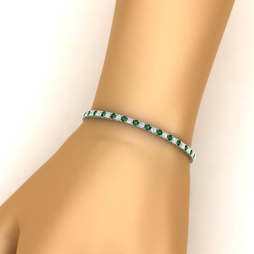 6-Carat-Round-Diamond-Tennis-Bracelet-With-Green-Emerald-In-White-Gold-FDBRC8635ROGEMGRHAND-6.00_20CT-NL-WG