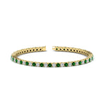 Load image into Gallery viewer, 6-Carat-Round-Diamond-Tennis-Bracelet-With-Green-Emerald-In-Yellow-Gold-FDBRC8635ROGEMGR-6.00_20CT-NL-YG
