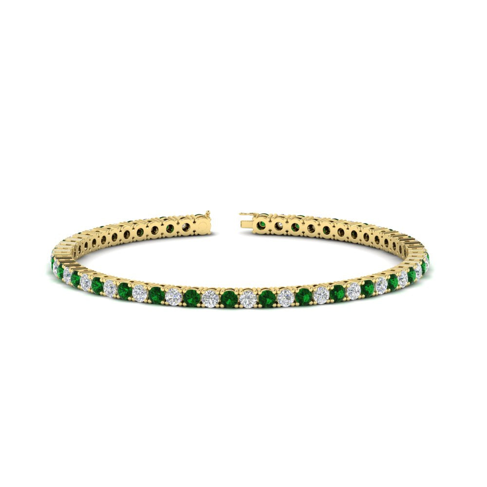 6-Carat-Round-Diamond-Tennis-Bracelet-With-Green-Emerald-In-Yellow-Gold-FDBRC8635ROGEMGR-6.00_20CT-NL-YG