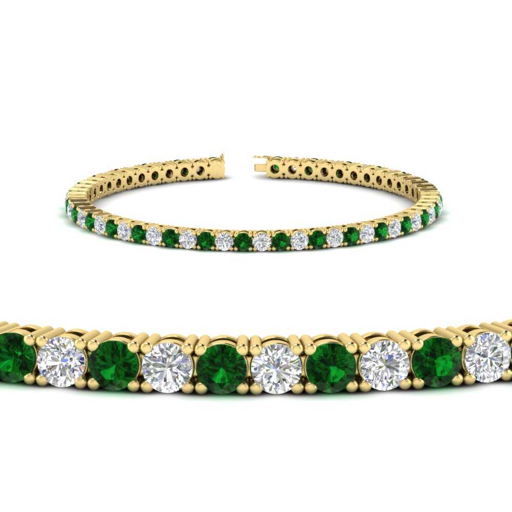6-Carat-Round-Diamond-Tennis-Bracelet-With-Green-Emerald-In-Yellow-Gold-FDBRC8635ROGEMGRANGLE2-6.00_20CT-NL-YG
