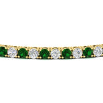 Load image into Gallery viewer, 6-Carat-Round-Diamond-Tennis-Bracelet-With-Green-Emerald-In-Yellow-Gold-FDBRC8635ROGEMGRANGLE5-6.00_20CT-NL-YG

