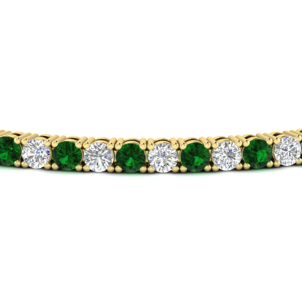 6-Carat-Round-Diamond-Tennis-Bracelet-With-Green-Emerald-In-Yellow-Gold-FDBRC8635ROGEMGRANGLE5-6.00_20CT-NL-YG