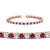 Load image into Gallery viewer, 6-Carat-Round-Diamond-Tennis-Bracelet-With-Pink-Sapphire-In-Rose-Gold-FDBRC8635ROGSADRPIANGLE2-6.00_20CT-NL-RG