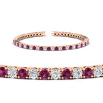 Load image into Gallery viewer, 6-Carat-Round-Diamond-Tennis-Bracelet-With-Pink-Sapphire-In-Rose-Gold-FDBRC8635ROGSADRPIANGLE2-6.00_20CT-NL-RG
