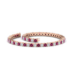 Load image into Gallery viewer, 6-Carat-Round-Diamond-Tennis-Bracelet-With-Pink-Sapphire-In-Rose-Gold-FDBRC8635ROGSADRPIANGLE4-6.00_20CT-NL-RG
