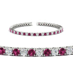 Load image into Gallery viewer, 6-Carat-Round-Diamond-Tennis-Bracelet-With-Pink-Sapphire-In-White-Gold-FDBRC8635ROGSADRPIANGLE2-6.00_20CT-NL-WG
