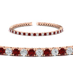 Load image into Gallery viewer, 6-Carat-Round-Diamond-Tennis-Bracelet-With-Red-Ruby-In-Rose-Gold-FDBRC8635ROGRUDRANGLE2-6.00_20CT-NL-RG
