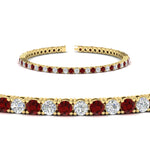 Load image into Gallery viewer, 6-Carat-Round-Diamond-Tennis-Bracelet-With-Red-Ruby-In-Yellow-Gold-FDBRC8635ROGRUDRANGLE2-6.00_20CT-NL-YG
