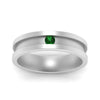 Load image into Gallery viewer, 6-Mm-single-emerald-mens-wedding-band-in-white-gold-FD10377BGEMGRANGLE5-NL-WG