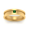 Load image into Gallery viewer, 6-Mm-single-emerald-mens-wedding-band-in-yellow-gold-FD10377BGEMGRANGLE5-NL-YG