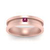 Load image into Gallery viewer, 6-Mm-single-pink-sapphire-mens-wedding-band-in-rose-gold-FD10377BGSADRPIANGLE5-NL-RG