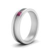 Load image into Gallery viewer, 6-Mm-single-pink-sapphire-mens-wedding-band-in-white-gold-FD10377BGSADRPIANGLE2-NL-WG