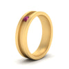 Load image into Gallery viewer, 6-Mm-single-pink-sapphire-mens-wedding-band-in-yellow-gold-FD10377BGSADRPIANGLE2-NL-YG