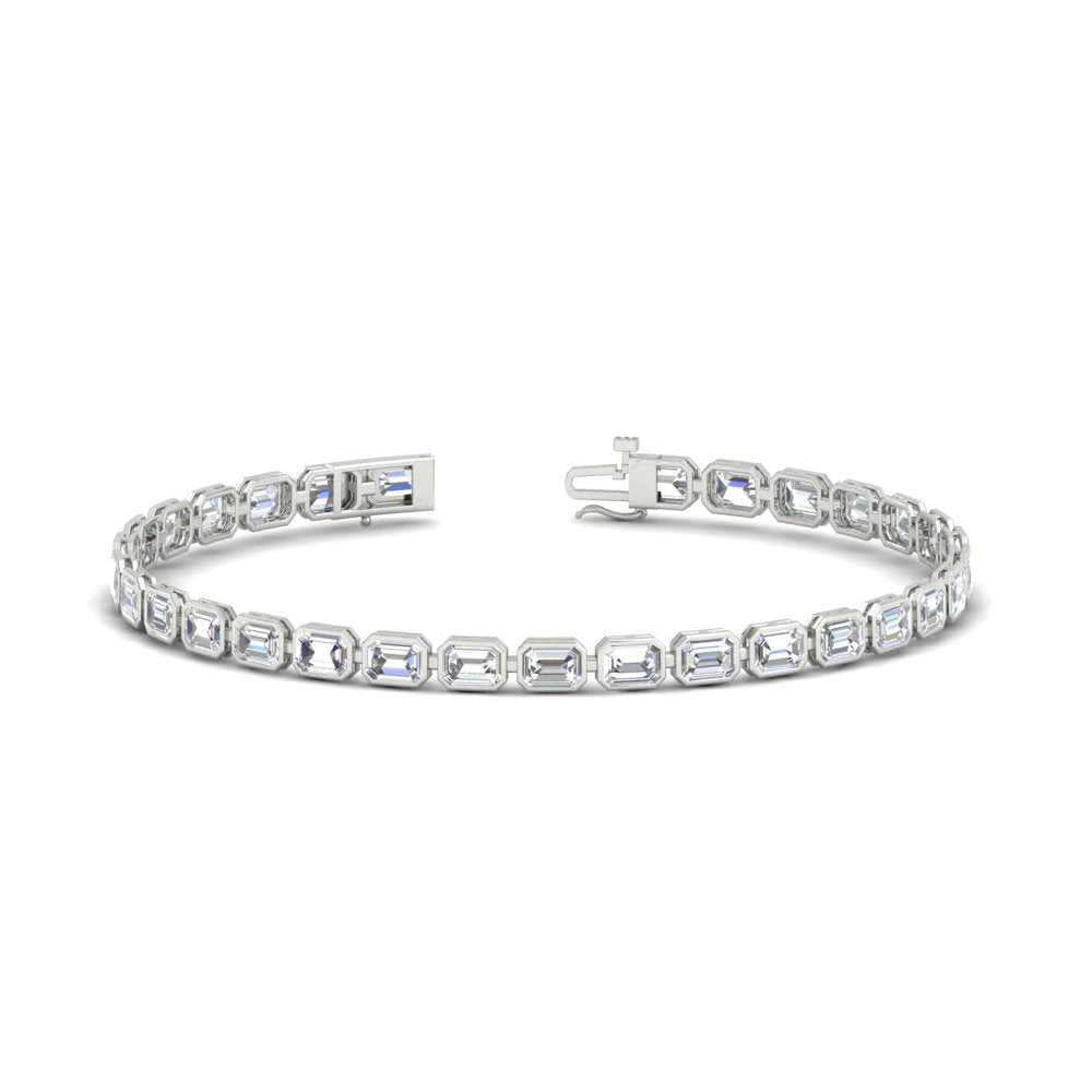 6 Carat Emerald Cut Bezel Tennis Diamond Bracelet