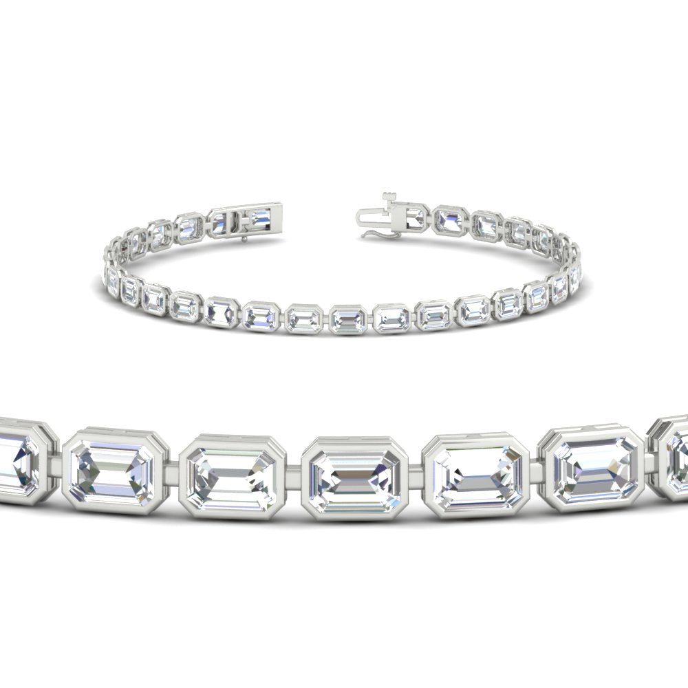 6 Carat Emerald Cut Bezel Tennis Diamond Bracelet