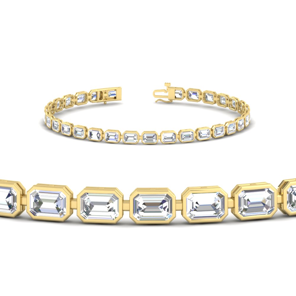 6 Carat Emerald Cut Bezel Tennis Diamond Bracelet