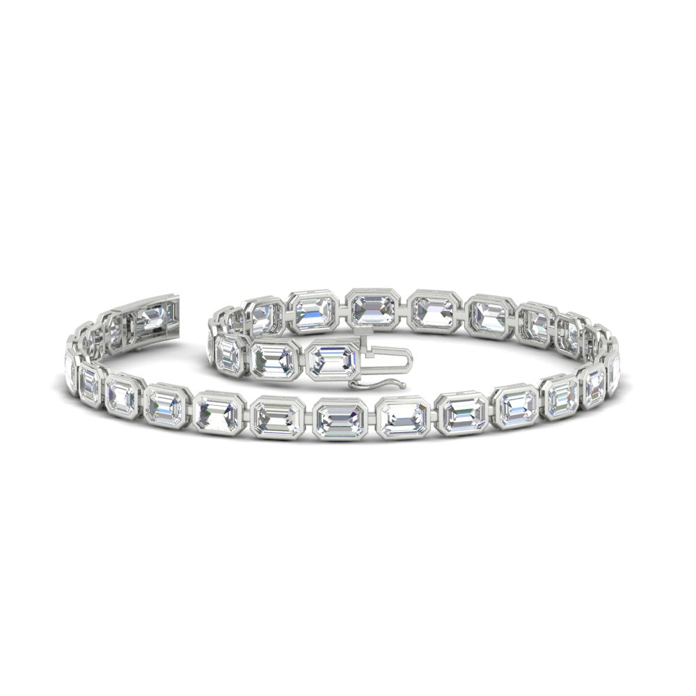 6 Carat Emerald Cut Bezel Tennis Diamond Bracelet