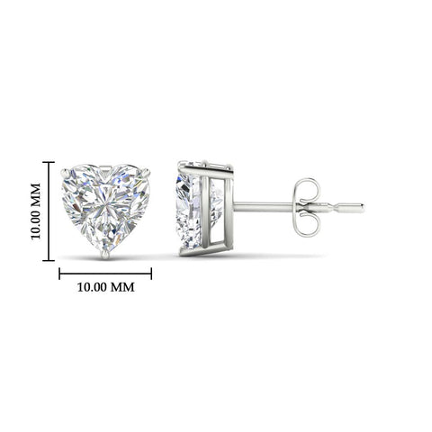 3 Prong Heart Shaped Diamond Solitaire Stud Earring in Basket Setting
