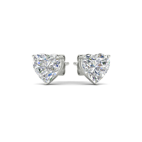 3 Prong Heart Shaped Diamond Solitaire Stud Earring in Basket Setting