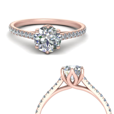 6 Prong Lab Grown Cathedral Engagement Ring