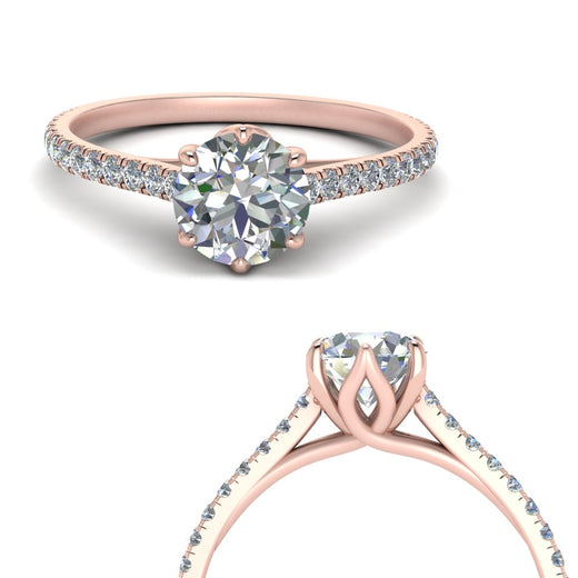 6 Prong Lab Grown Cathedral Engagement Ring