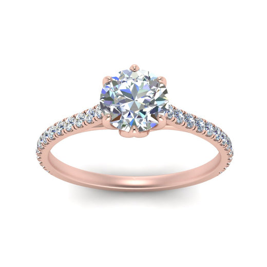 6 Prong Lab Grown Cathedral Engagement Ring