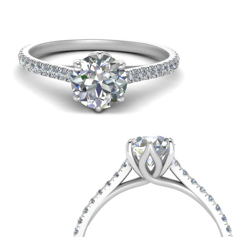 6 Prong Lab Grown Cathedral Engagement Ring
