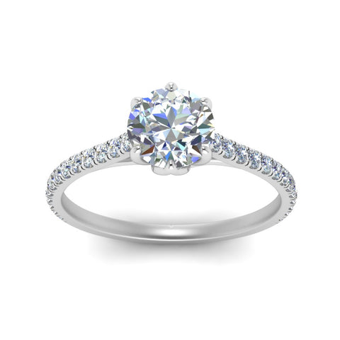 6 Prong Lab Grown Cathedral Engagement Ring