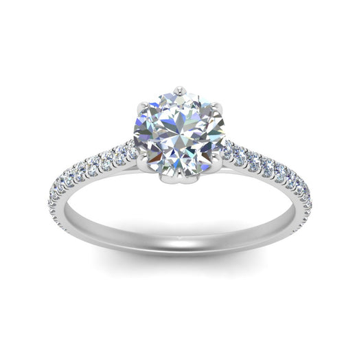 6 Prong Lab Grown Cathedral Engagement Ring