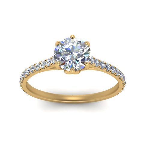 6 Prong Lab Grown Cathedral Engagement Ring