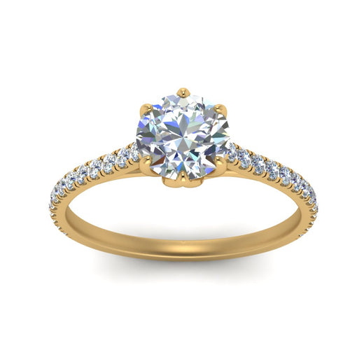 6 Prong Lab Grown Cathedral Engagement Ring