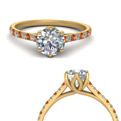 6 Prong Lab Grown Cathedral Engagement Ring