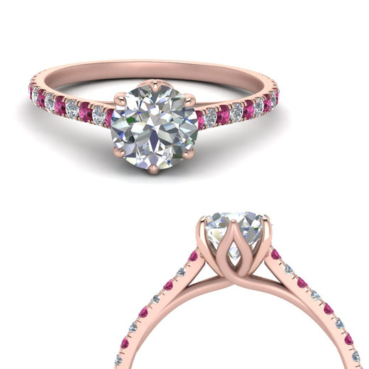 6 Prong Lab Grown Cathedral Engagement Ring