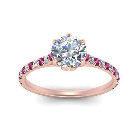 6 Prong Lab Grown Cathedral Engagement Ring