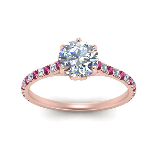 6 Prong Lab Grown Cathedral Engagement Ring