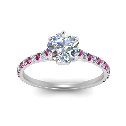 6 Prong Lab Grown Cathedral Engagement Ring