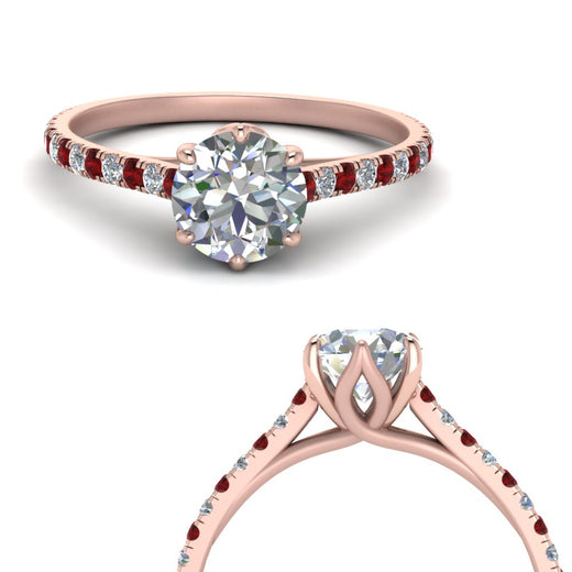 6 Prong Lab Grown Cathedral Engagement Ring