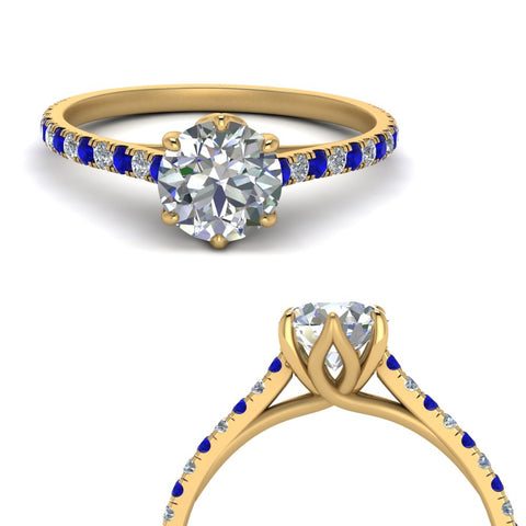 6 Prong Lab Grown Cathedral Engagement Ring