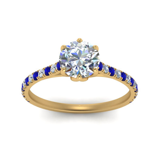 6 Prong Lab Grown Cathedral Engagement Ring