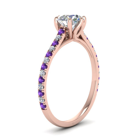 6 Prong Lab Grown Cathedral Engagement Ring