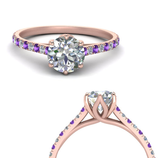 6 Prong Lab Grown Cathedral Engagement Ring