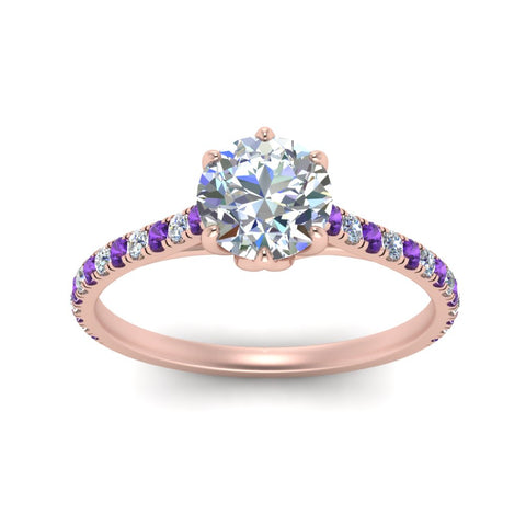 6 Prong Lab Grown Cathedral Engagement Ring