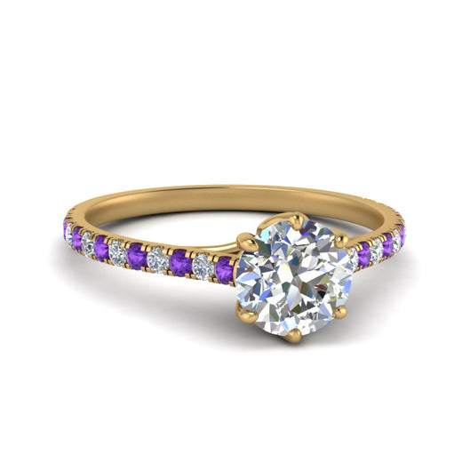 6 Prong Lab Grown Cathedral Engagement Ring